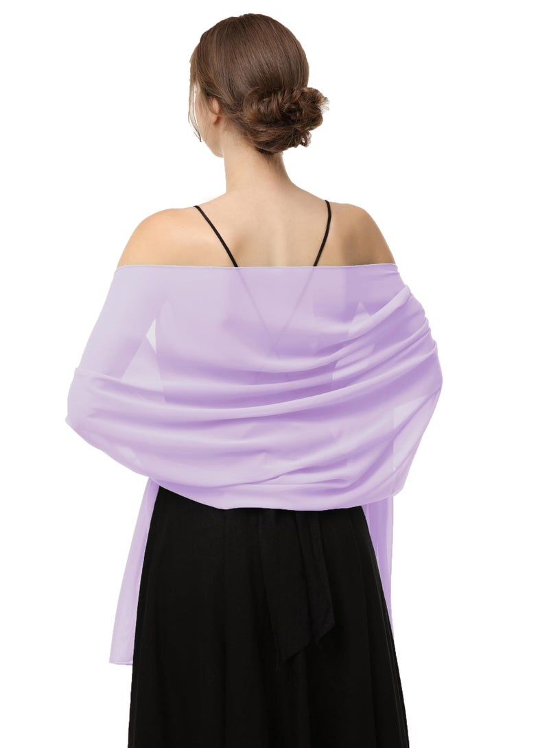 Baoqiya Women's Shawls and Wraps for Evening Dress Chiffon Shawl Soft Elegant Silky Pashmina Wedding Bridal Scarf(Lavende, 79"Ã—19") - Image 1
